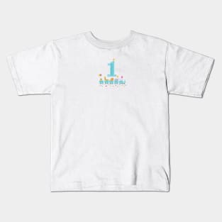 Happy first birthday colorful balloon and train with animal Kids T-Shirt